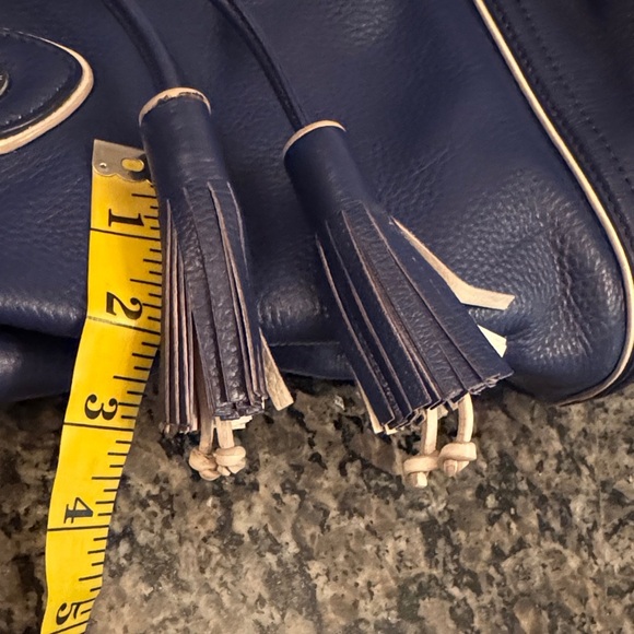 Cole Haan Vintage leather Reiley tassel tote in Navy EUC - Picture 15 of 16